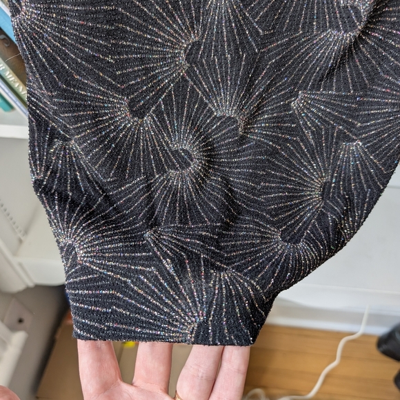 Y2K Mini Slip Dress Black Sparkle Starburst Pattern Size Small Celestial Fairy - Picture 4 of 8